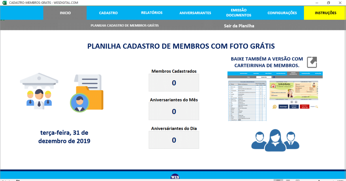 Planilha Cadastro de Membro Grátis