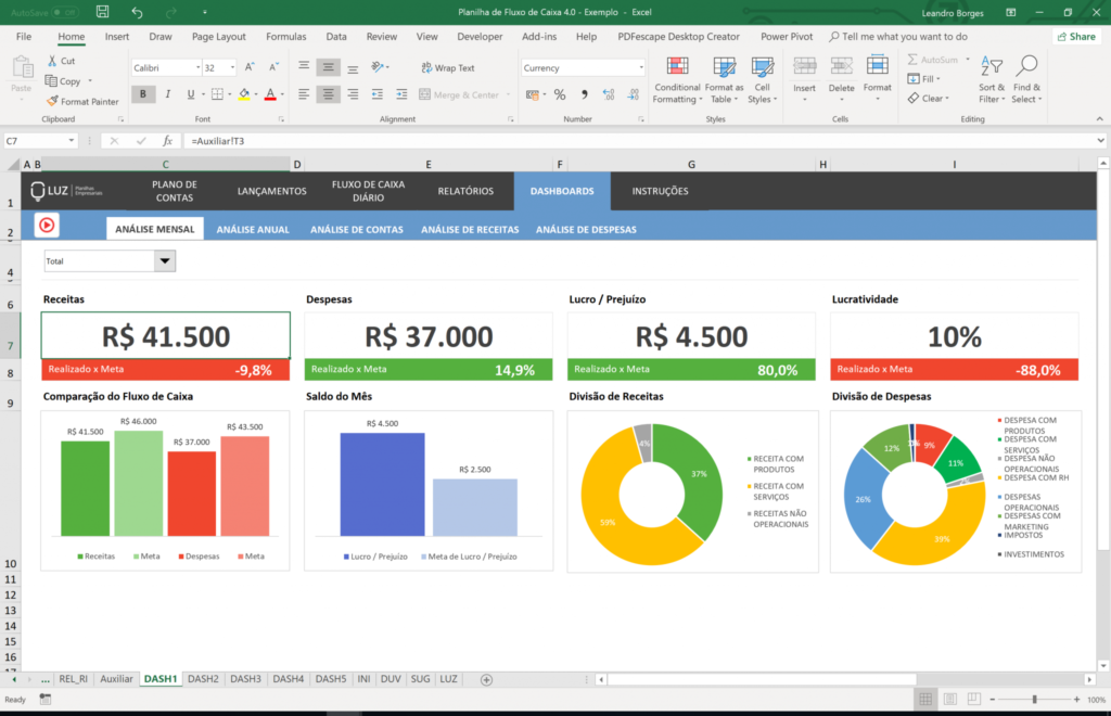 Fluxo De Caixa Planilha Em Excel Wesdigital