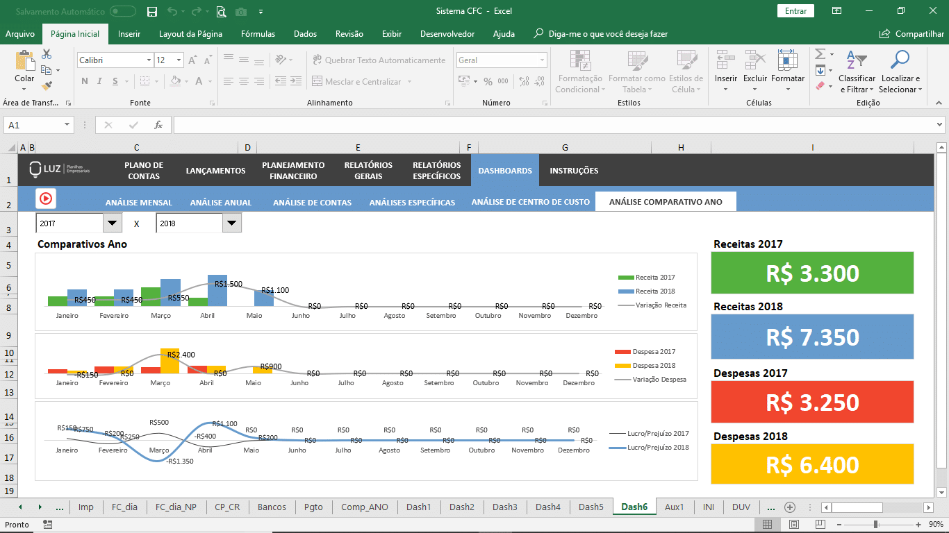 Sistema de Controle Financeiro Completo em Excel 4.0