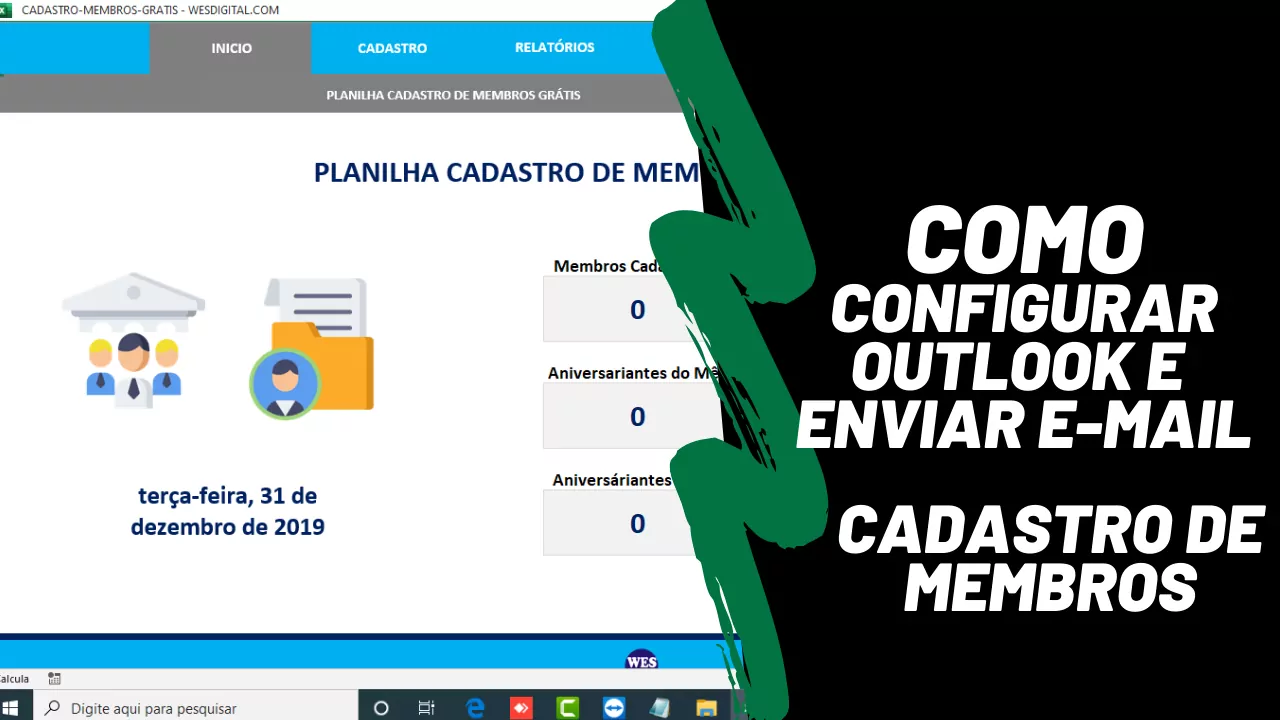 Como configurar Outlook e Enviar E-mail aniversariantes Planilha cadastro de membros