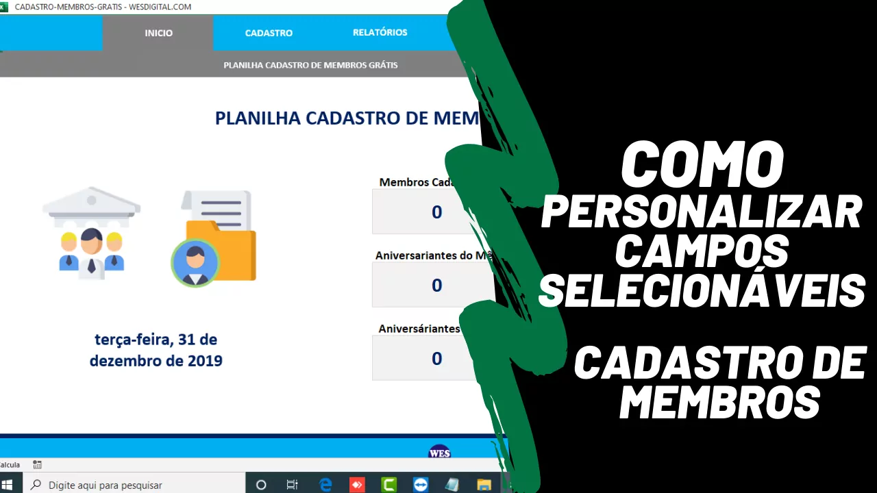 Personalizando Campos de Seleção planilha Cadastro de Membros