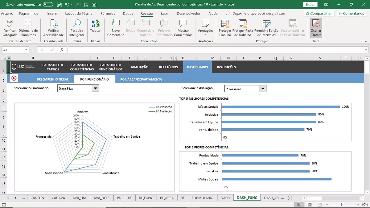 Planilha em Excel de Avaliação de Desempenho por Competências