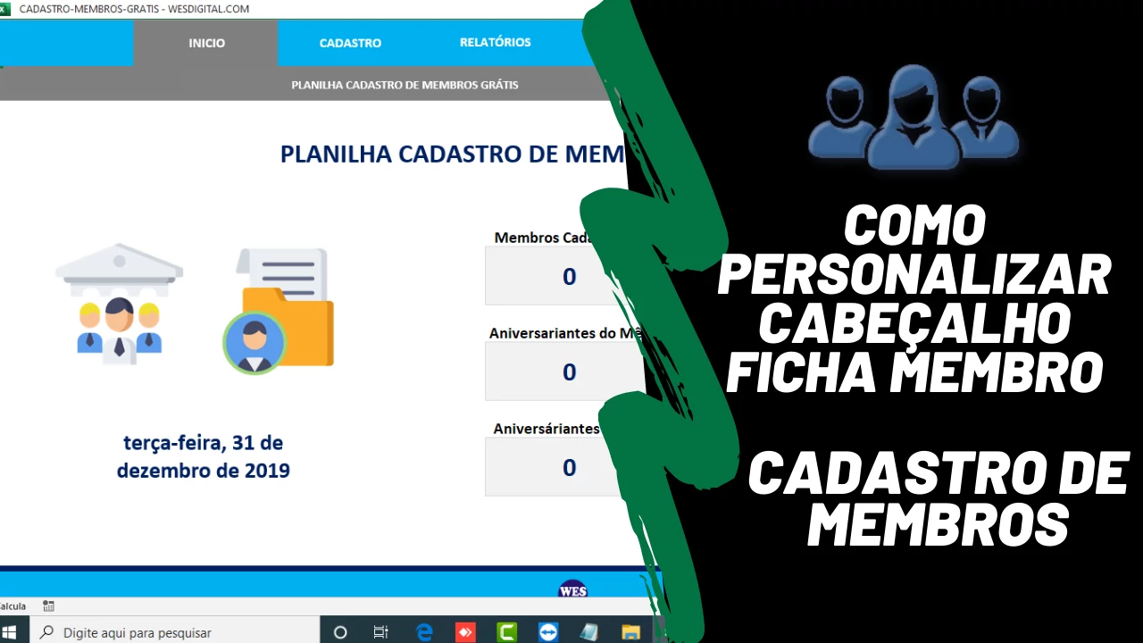 Como Personalizar Cabeçalho Ficha Planilha Cadastro Membros