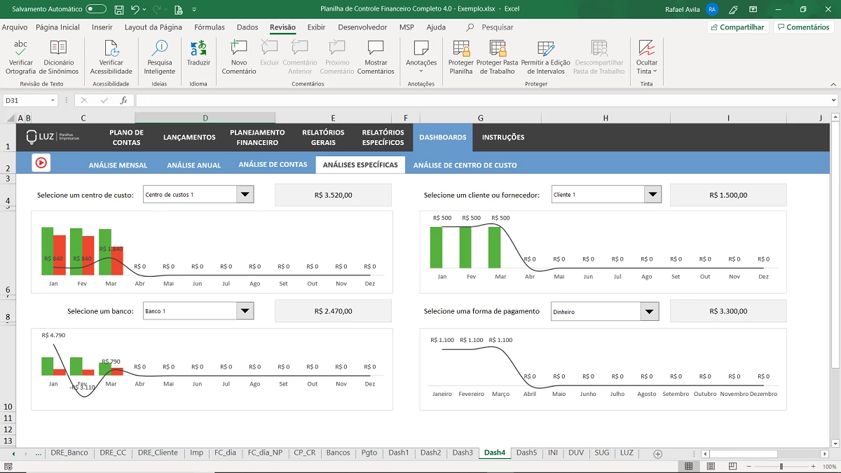 Planilha em Excel de Controle Financeiro Completo