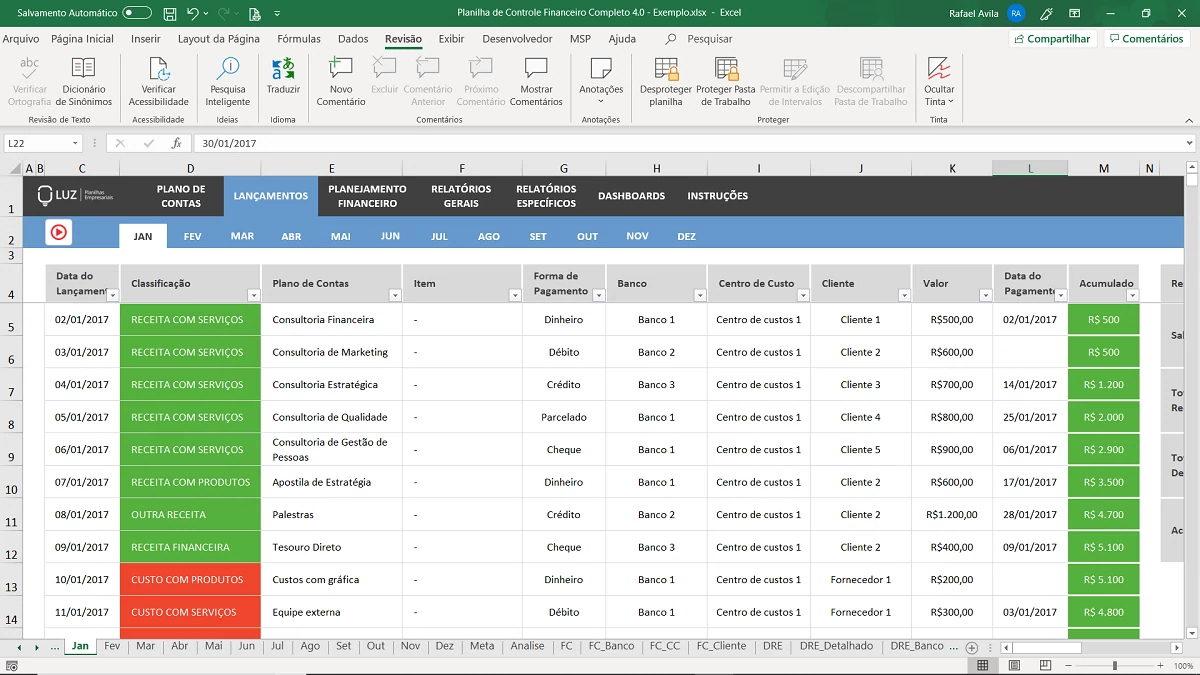 Planilha em Excel de Controle Financeiro Completo