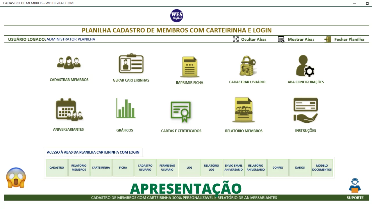 Planilha Cadastro de Membros Completa