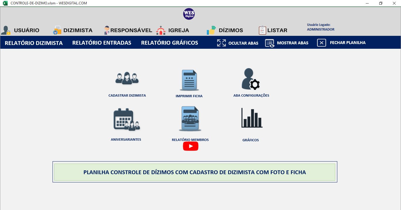 Planilha Controle de Dízimos e Ofertas 2.0