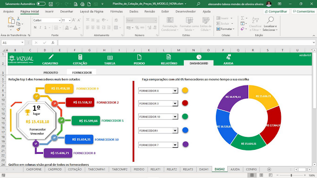 Planilha de Cotação de Preços Completa em Excel 6.0