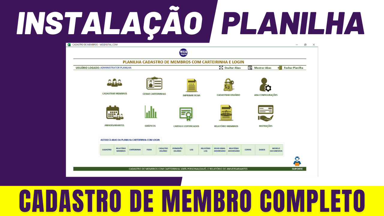 Instalação Planilha Cadastro de Membros Completo 2.0